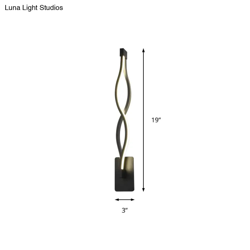 Modern Acrylic Twist Wall Light Sconce In Black/White - Neutral/Warm/White