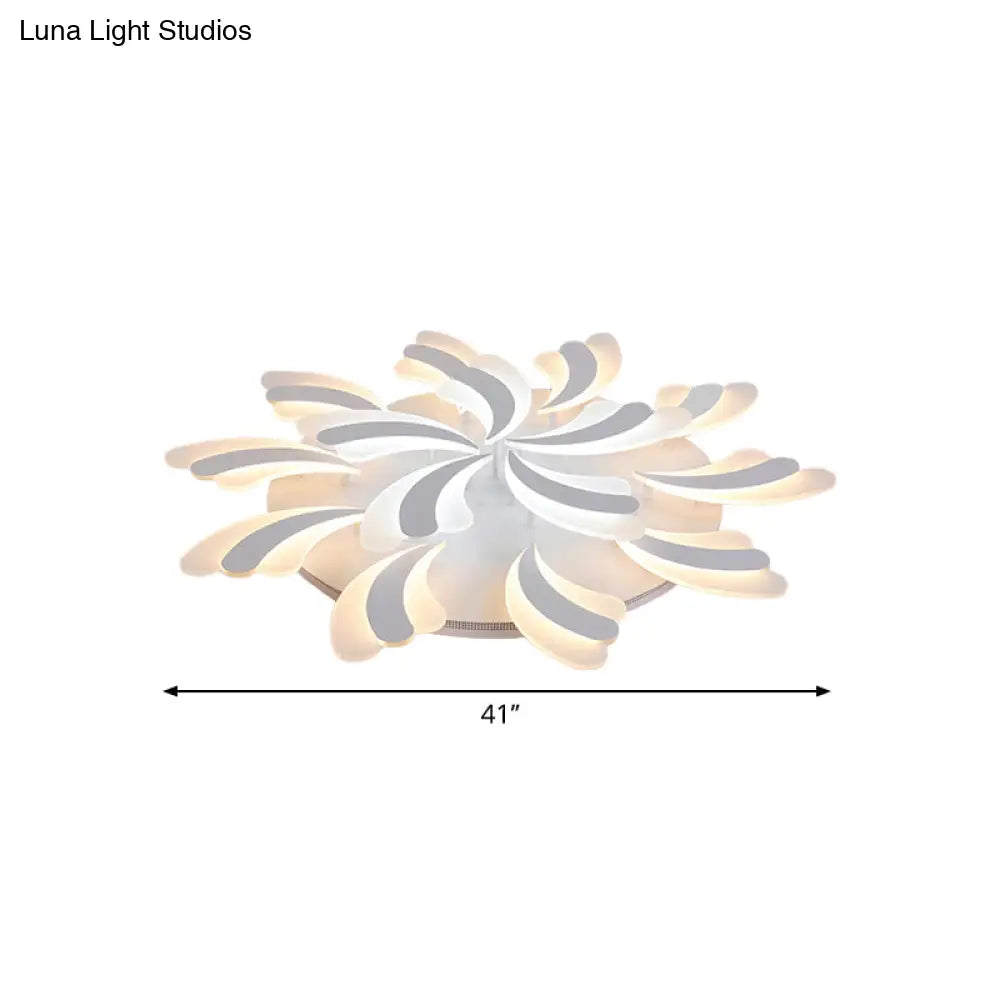 Modern Acrylic Windmill Ceiling Lamp - 3/5/9 Lights White Flush Mount Light Fixture In