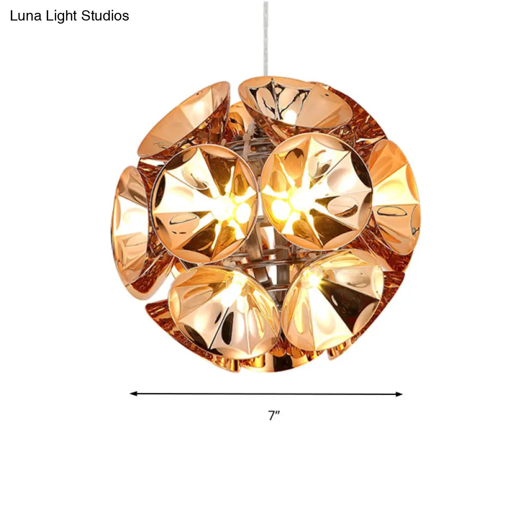 Modern Ball Pendant Light In Chrome/Gold With Led White/Warm 7’/11’ Dia