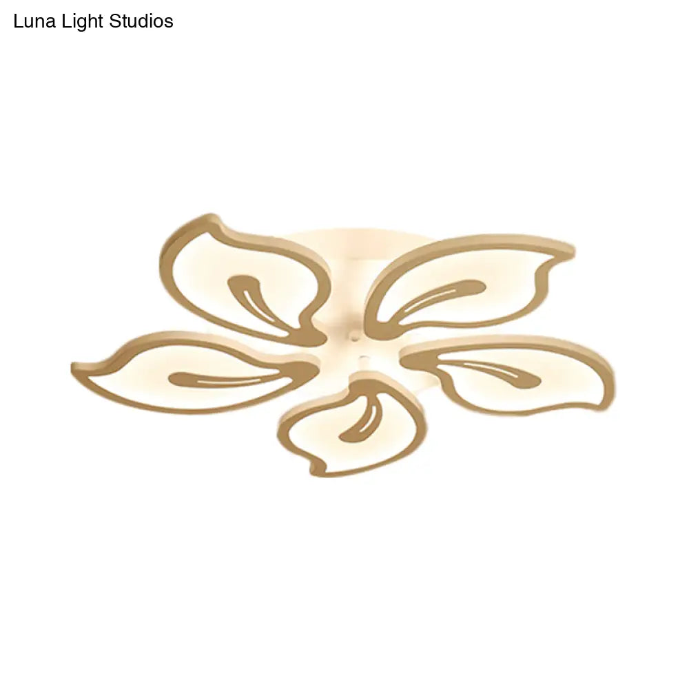 Modern Bauhinia Leaf Flush Light: Acrylic Led Ceiling Lamp For Living Room. Available In 3/5/9 -