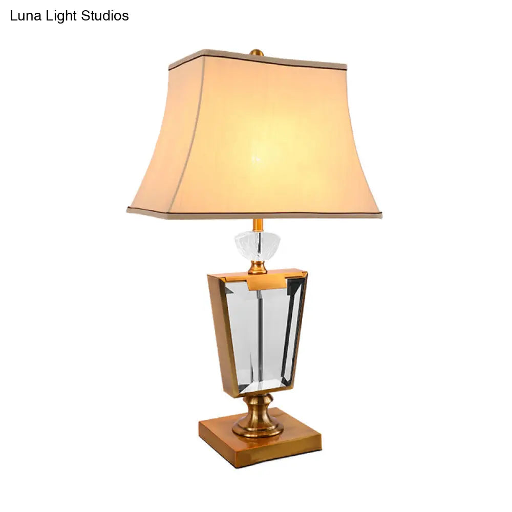 Modern Beige Bedside Lamp With Bell Shade - Perfect For Nightstands!