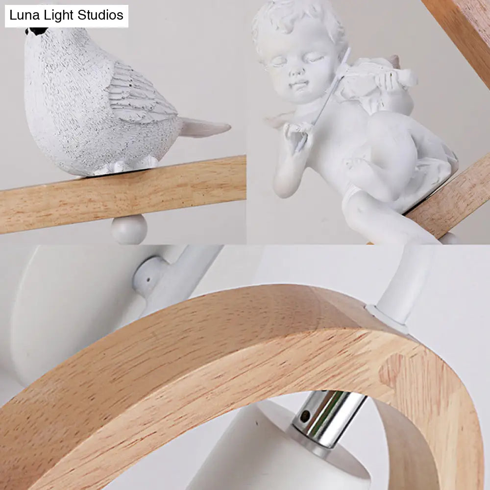 Modern Beige Wooden Arched Shelf Wall Light With Lovely Deco Boutique Sconce Lamp