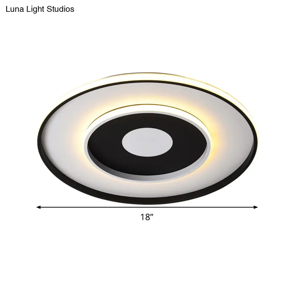 Modern Black Acrylic Circle Ceiling Light Fixture - 18’/23.5’ Wide Flush Mount With