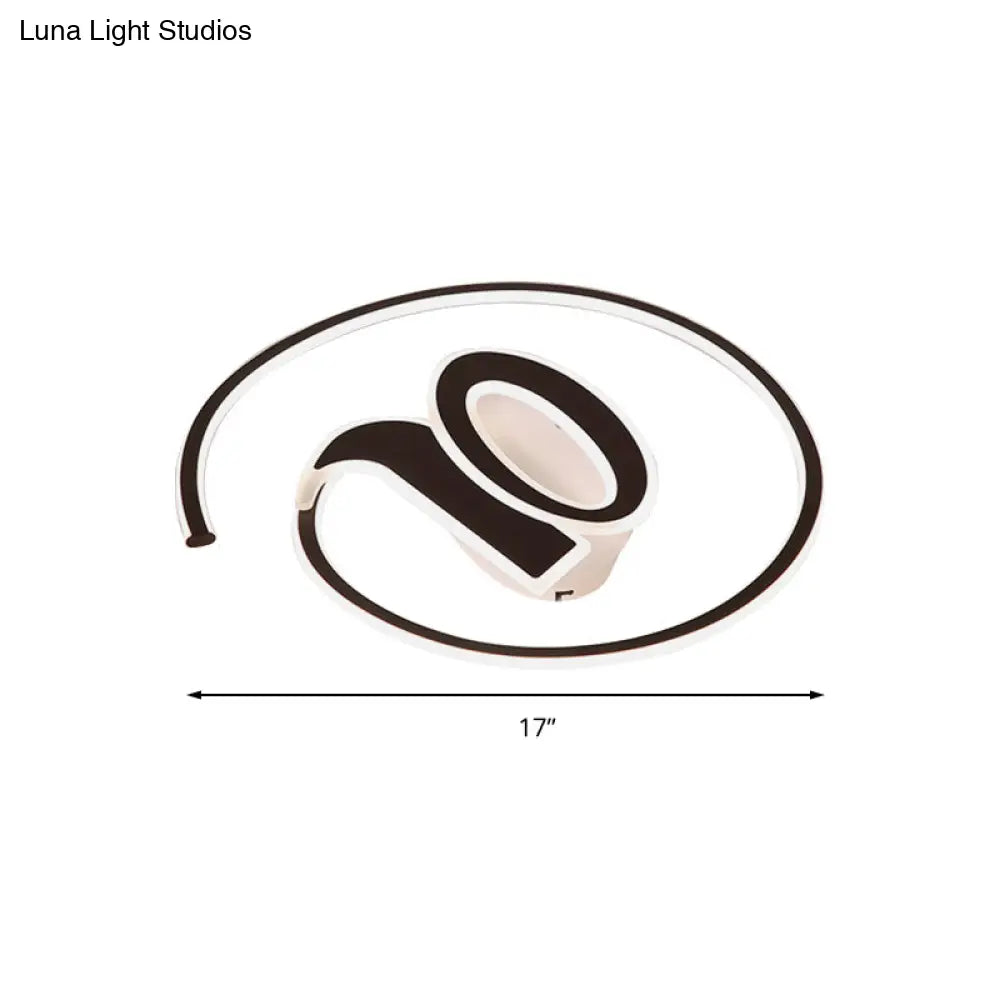 Modern Black Acrylic Led Ceiling Lamp - Number Shaped Flush Light For Kindergarten