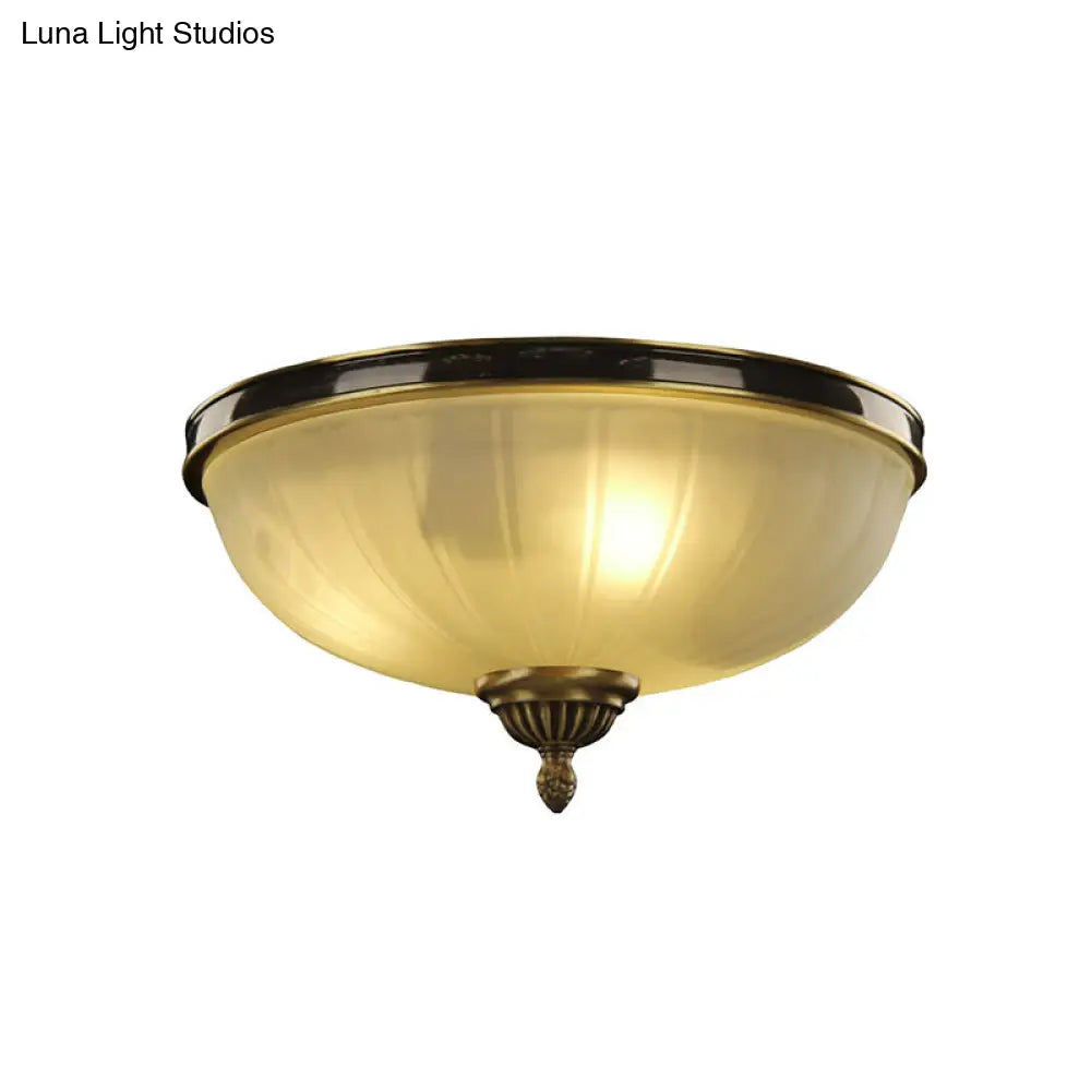 Modern Black And Gold Dome Foyer Ceiling Light With Prismatic Glass - 2 Lights Traditional