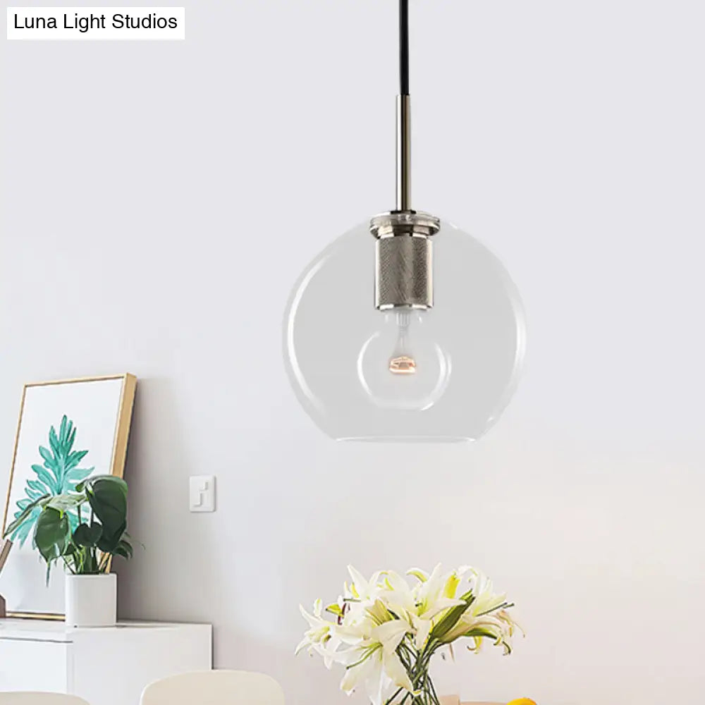 Modern Black/Brass/Chrome Pendant Lamp - 1 Light Clear Glass Ceiling Fixture
