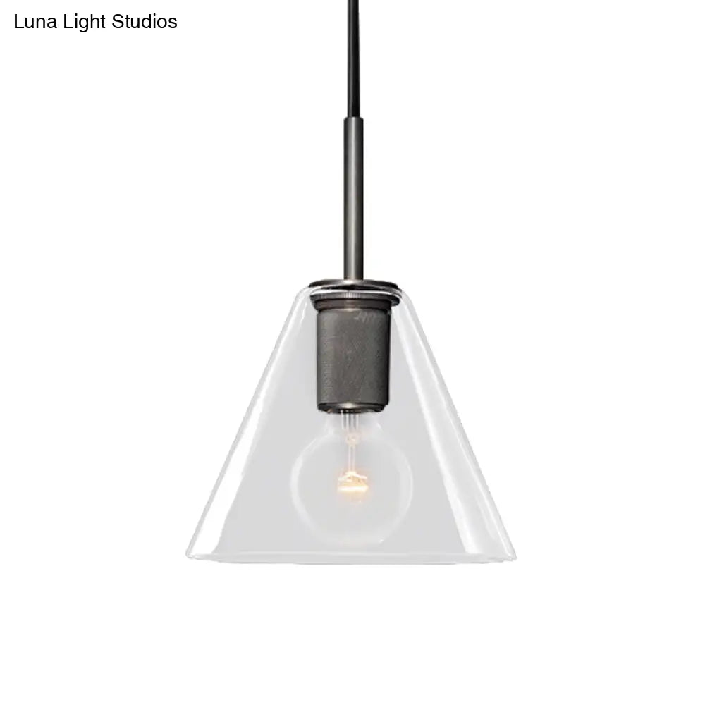 Modern Black/Brass/Chrome Pendant Lamp - 1 Light Clear Glass Ceiling Fixture