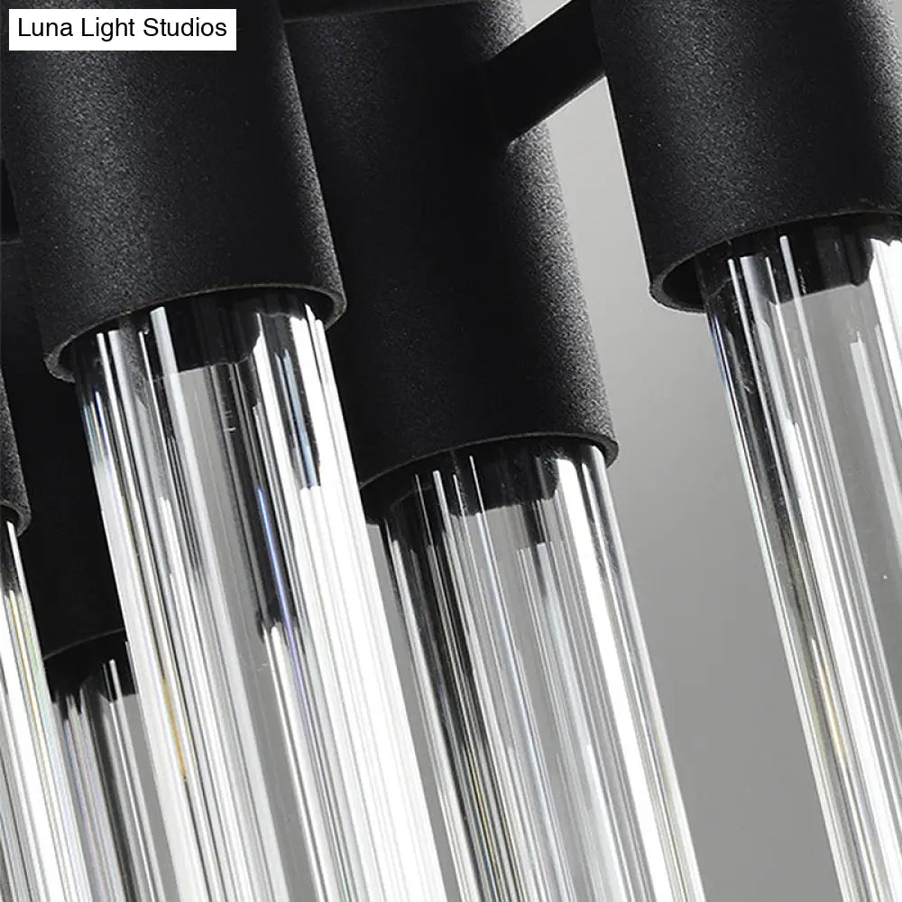 Modern Black Crystal Tube Sconce: 2-Light Wall Mounted Lamp For Living Room