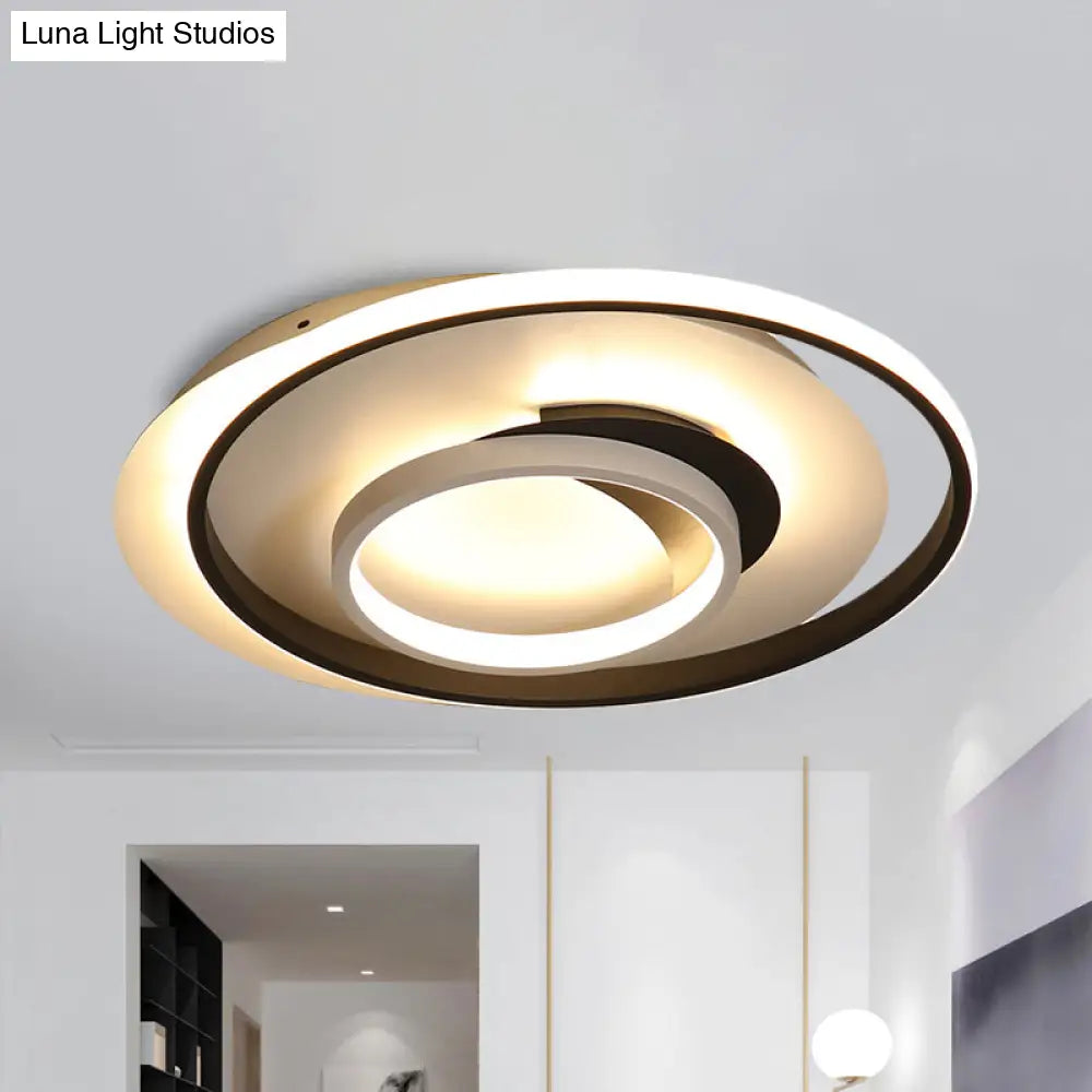 Modern Black Flush Ceiling Lighting Fixture - 18’/21.5’ Round Acrylic Led Light In Warm/White