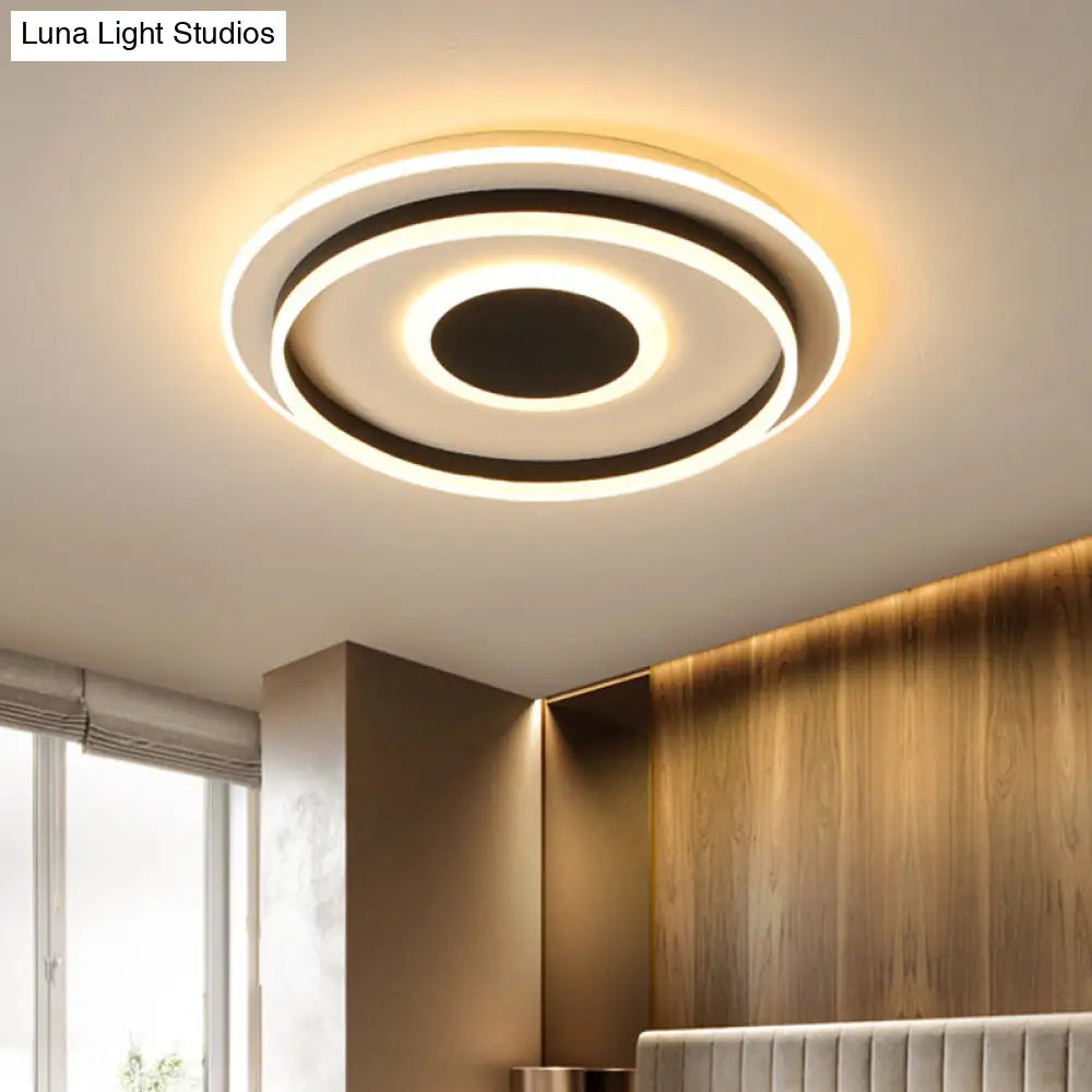 Modern Black Led Flush - Mount Ceiling Lamp With Acrylic Shade - Living Room Light White/3 Color