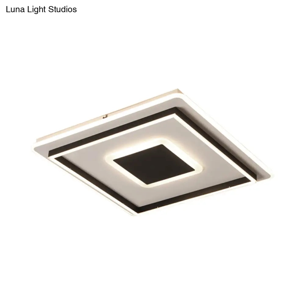 Modern Black Led Flush - Mount Ceiling Lamp With Acrylic Shade - Living Room Light White/3 Color