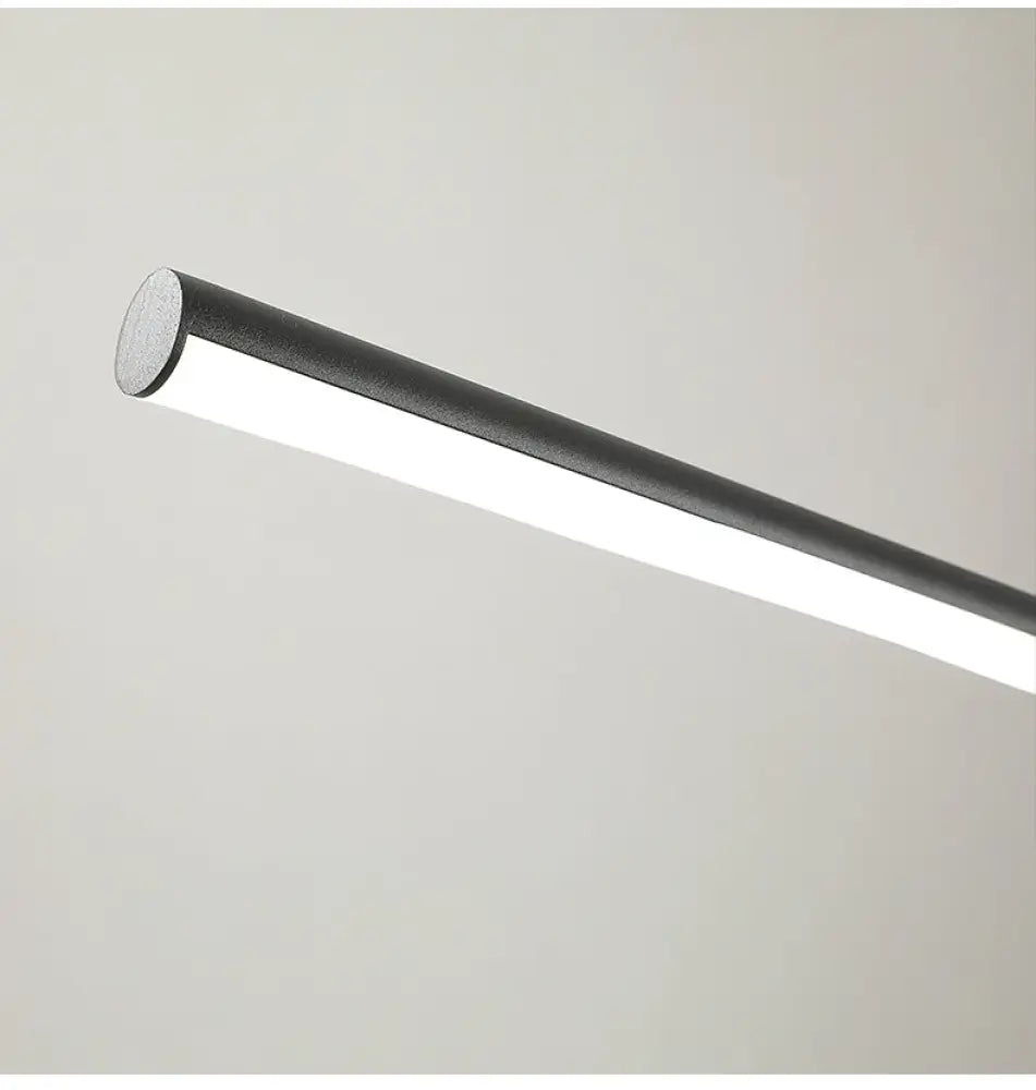 Modern Black Metal Stick And Ring Led Pendant Lamp For Dining Room Island