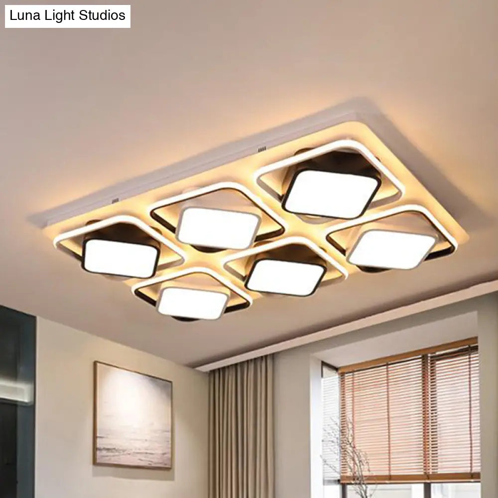 Modern Black & White Cube Led Flushmount Ceiling Light In 27.5’/41’ Sizes