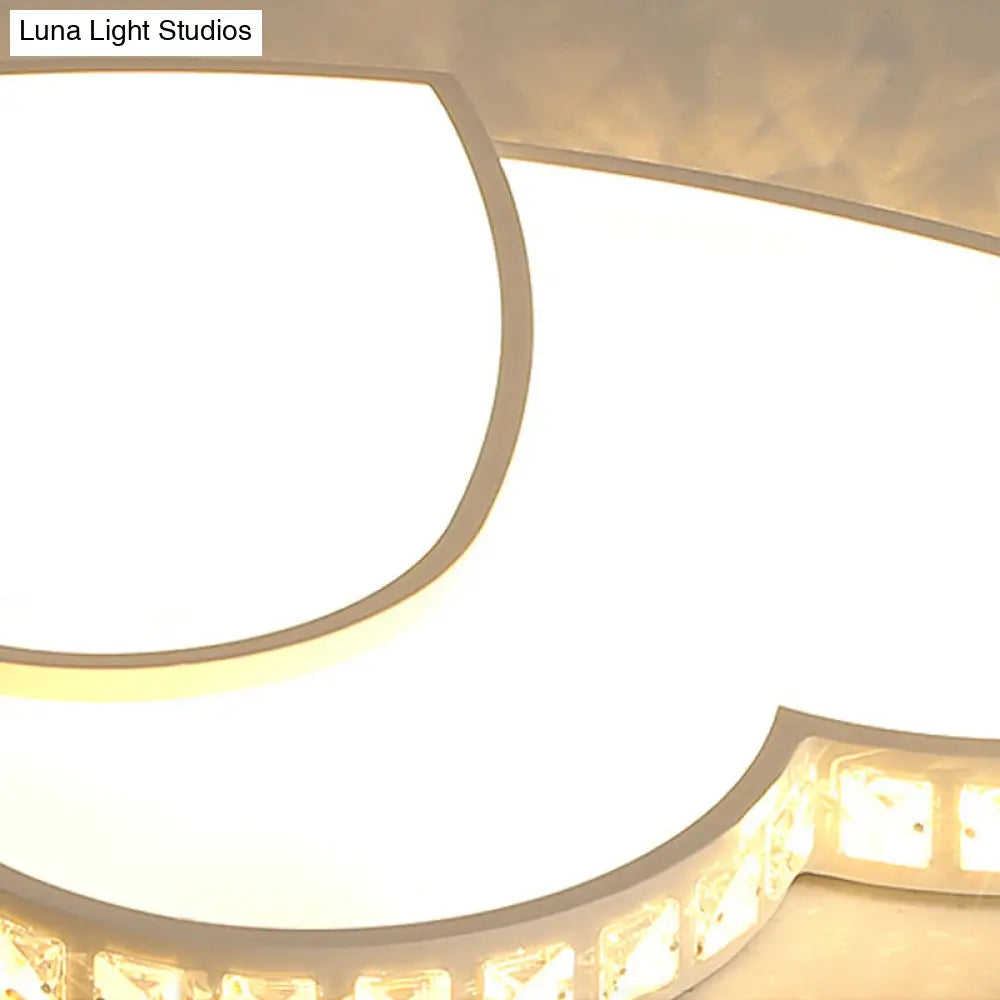Modern Clear Acrylic Led Heart Ceiling Light In White For Foyer