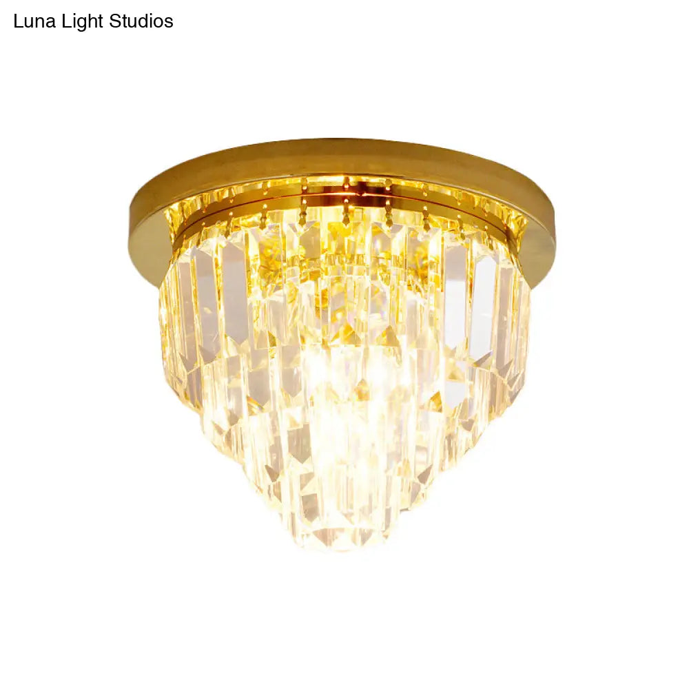 Modern Clear Crystal Flush Mount Ceiling Light With Dome/Cone/Tapered Shape - Ideal For Corridors