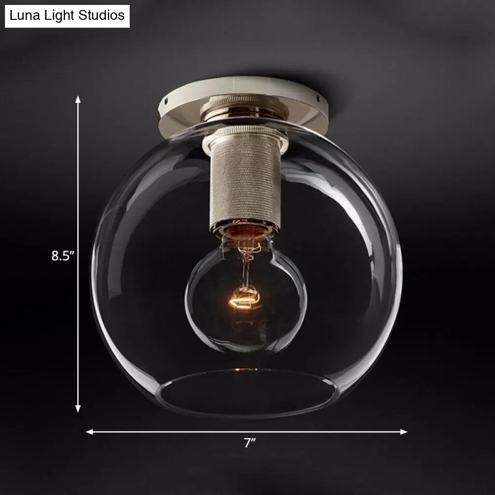 Modern Clear Glass Flush Mount Ceiling Light Fixture For Living Room In 3 Finishes
