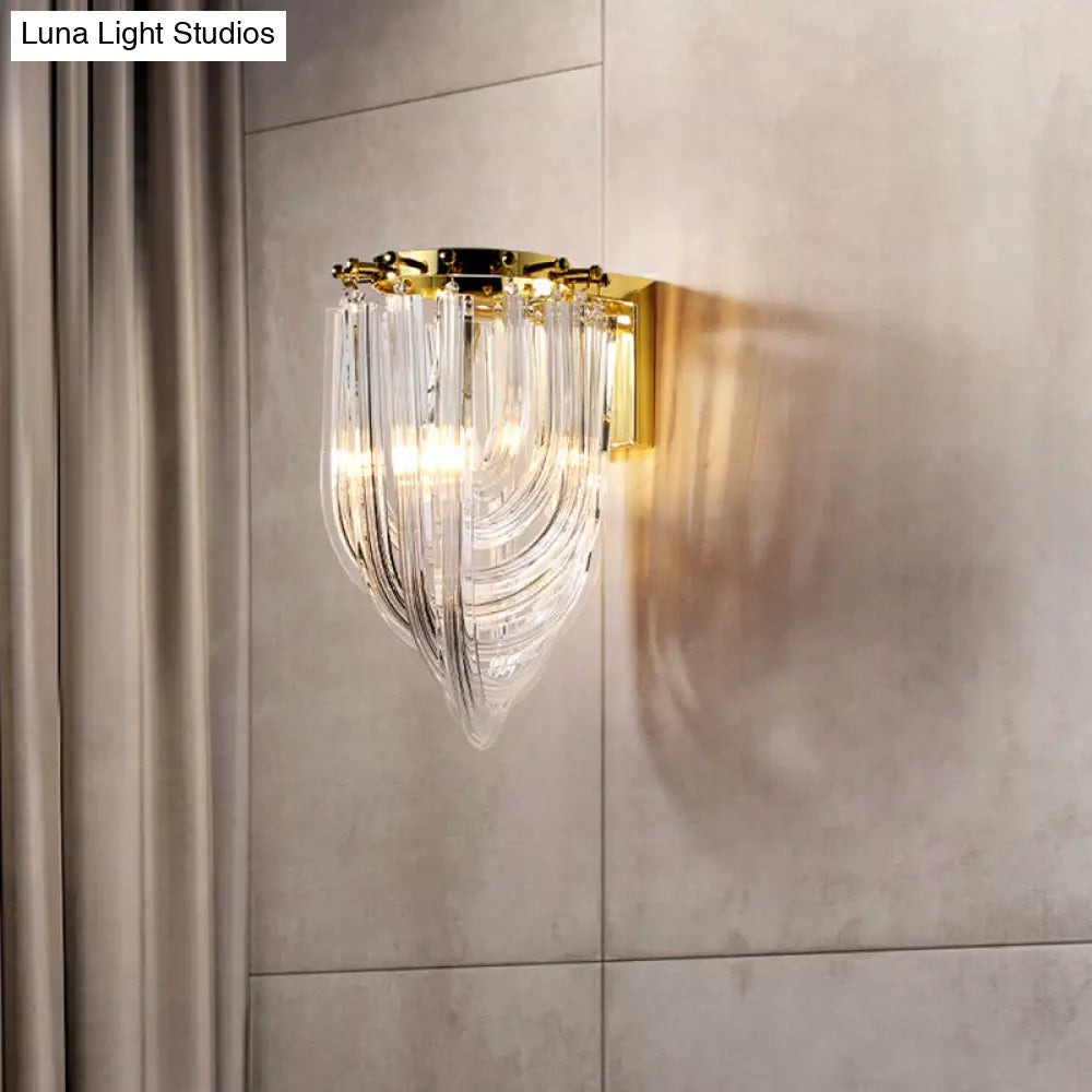 Modern Clear Glass Geometric Wall Sconce - 1 Head Lighting Fixture For Living Room