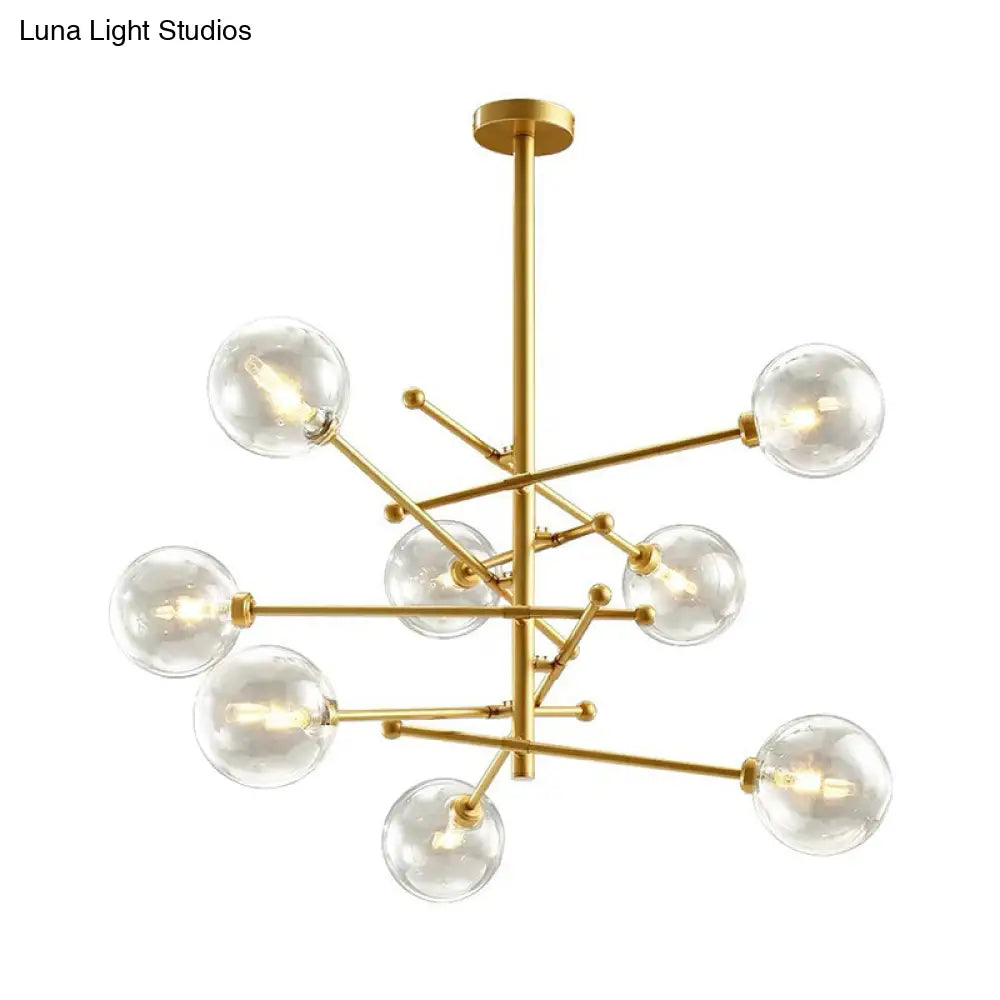 Modern Clear Glass Gold Bubble Pendulum Light Chandelier for Dining Room