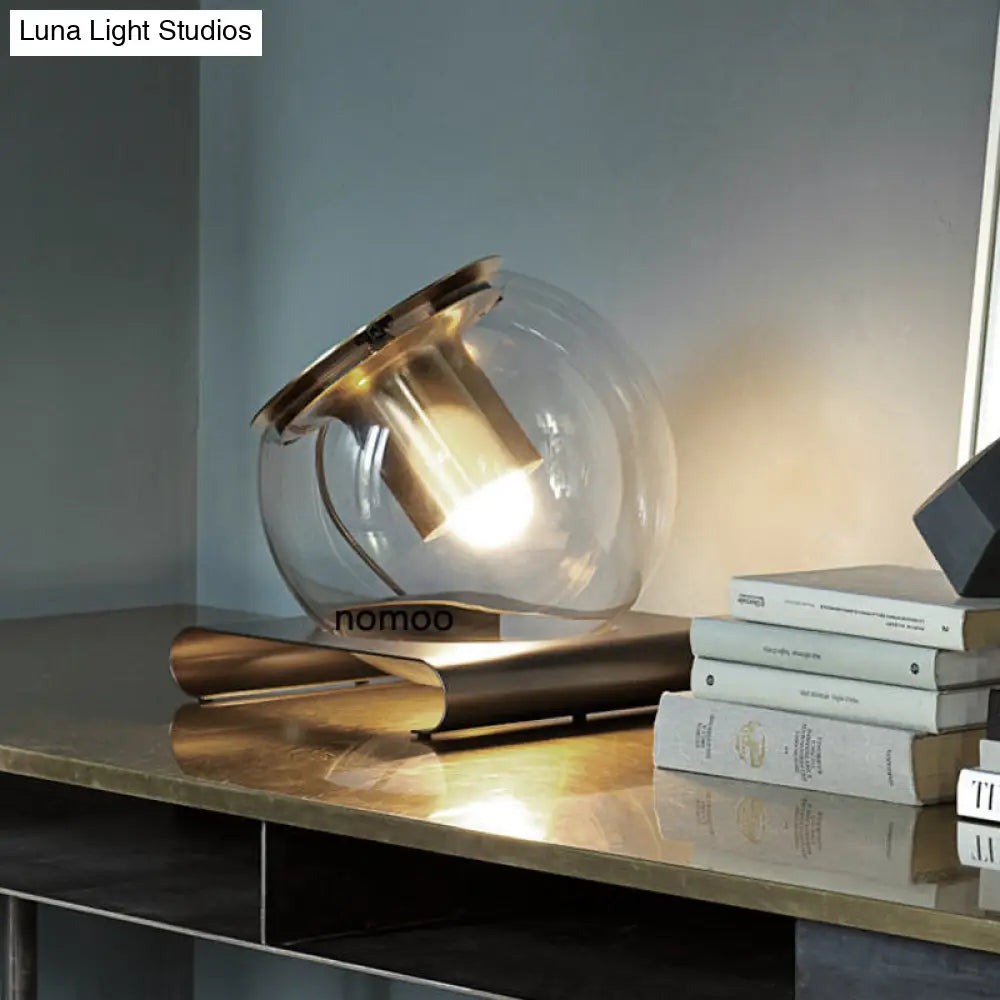 Modern Clear Glass Study Desk Lamp With Metal Base