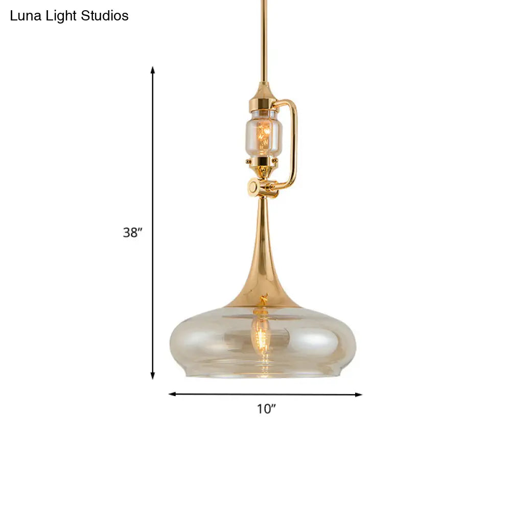 Modern Clear Glass Trumpet Ceiling Pendant Lamp For Living Room With Single Bulb