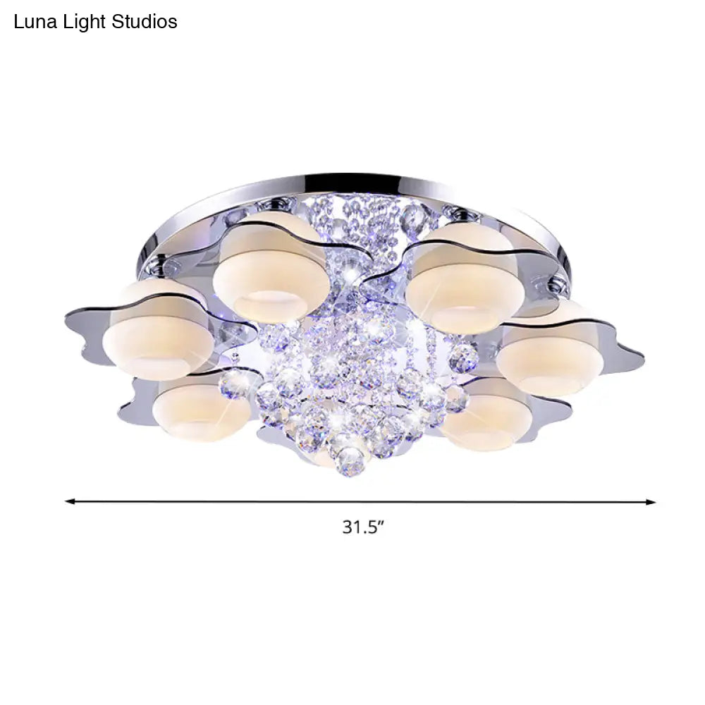 Modern Crystal Ball Flower Ceiling Light Gray Flush Mounted With 3/5/7 Heads In Warm/White