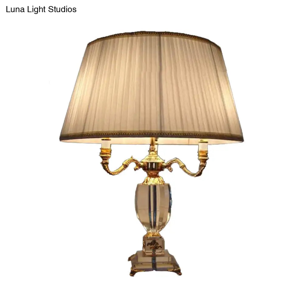 Modern Crystal Desk Light With 3 Clear Urn-Shaped Heads - White Table Lamp