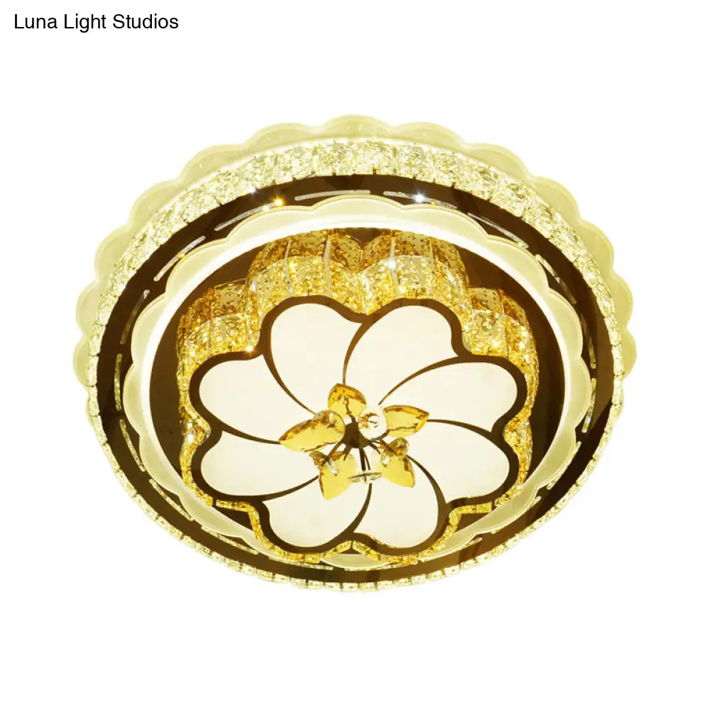 Modern Crystal Led Ceiling Flush Lamp Stainless Steel