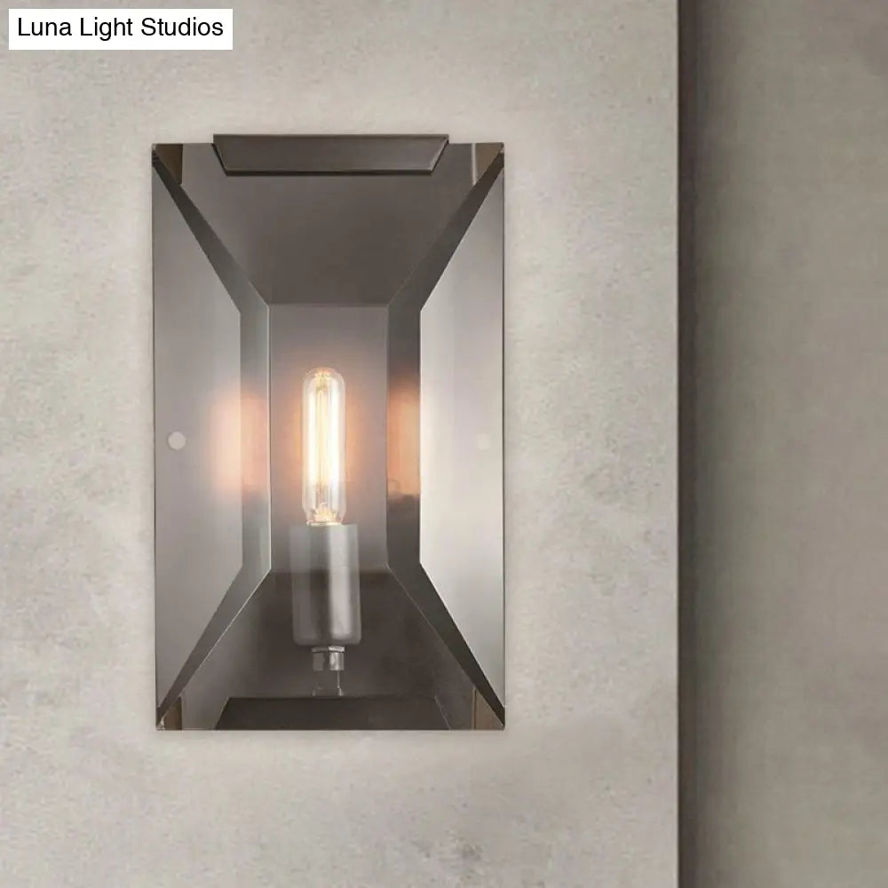 Modern Crystal Sconce Light: Black Wall Mounted Fixture For Corridors - 1 Head Rectangle Shape