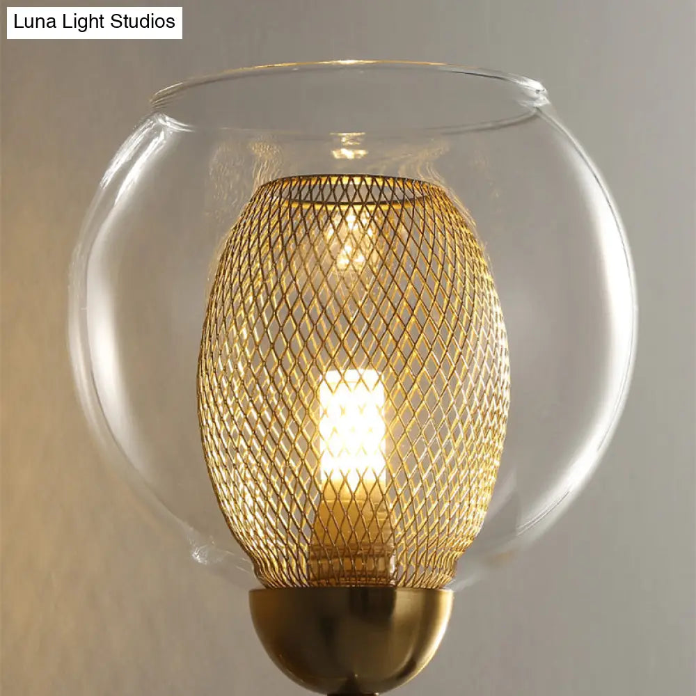 Modern Dual Cup Wall Sconce With Clear Glass And Metallic Finish In Black/Gold