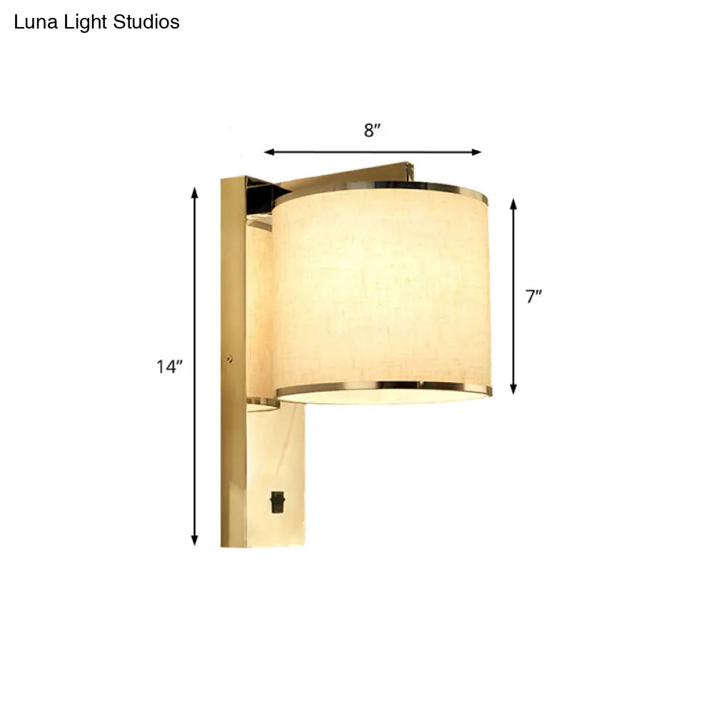 Modern Fabric Led Wall Sconce Light In Chrome For Living Room