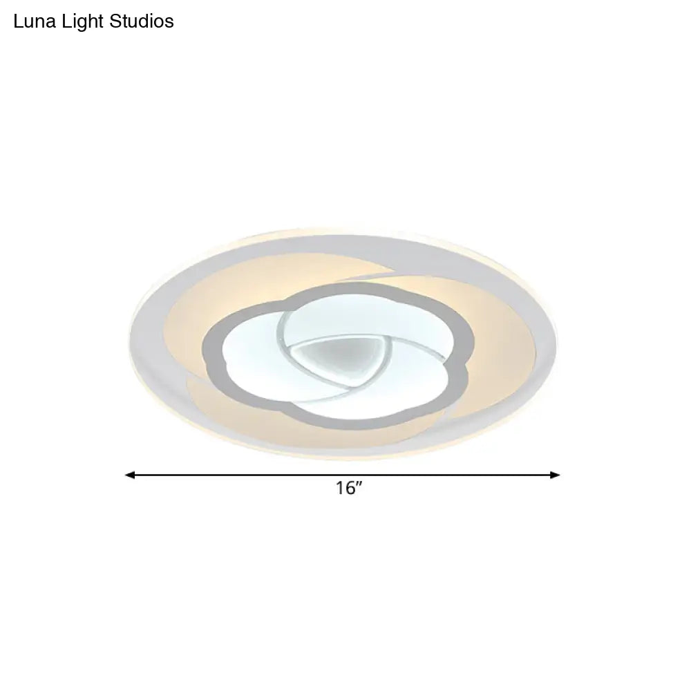 Modern Floral Flushmount Led Ceiling Light In Warm/White 16’/19.5’/23.5’ Wide
