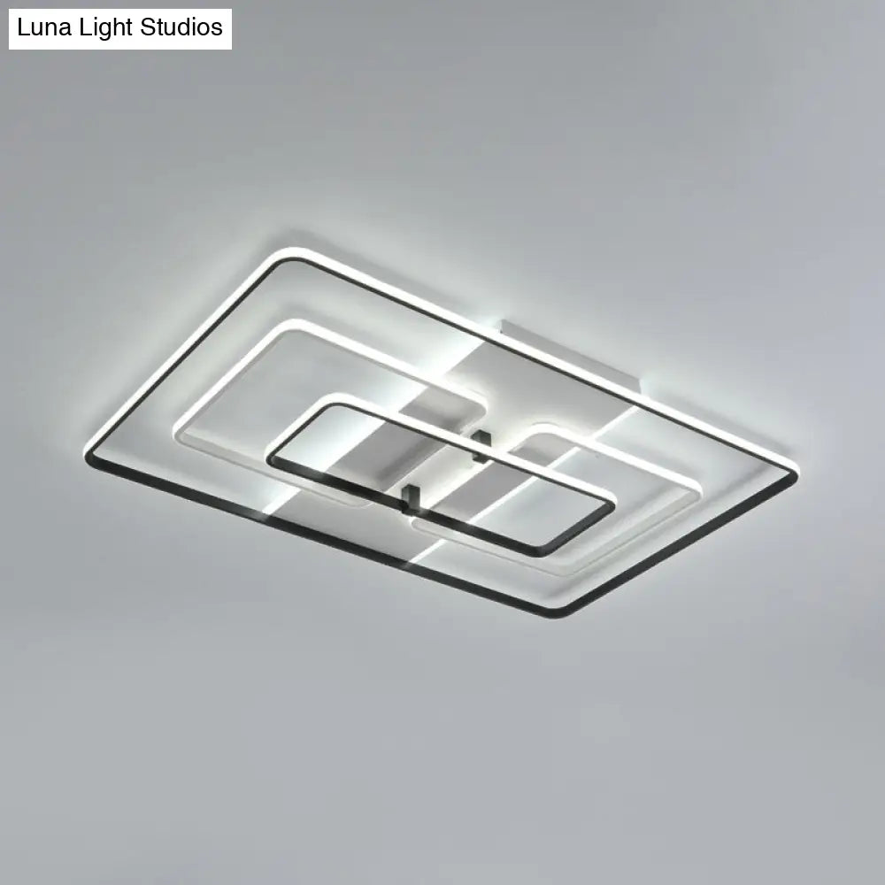 Modern Flush Mount Acrylic Frame With Led Lighting - Rectangle White/Black Warm/White Light