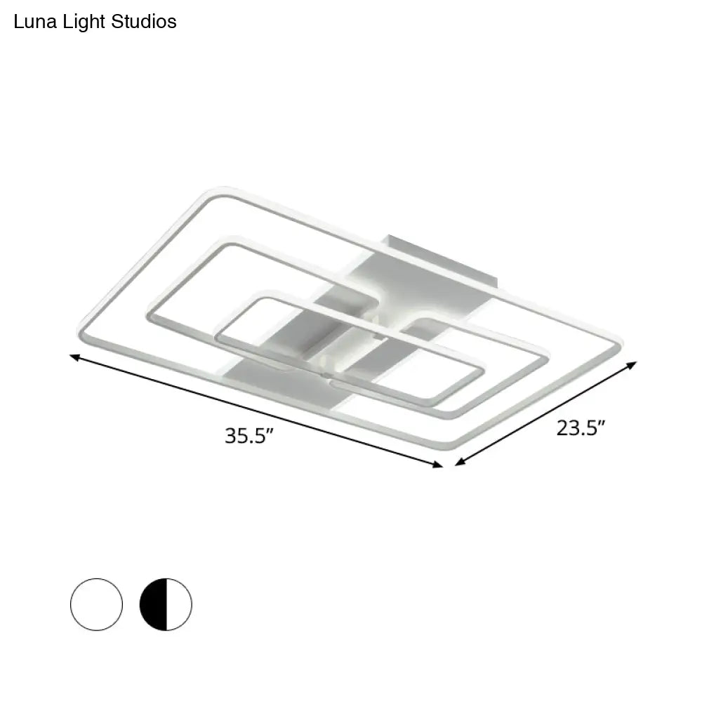 Modern Flush Mount Acrylic Frame With Led Lighting - Rectangle White/Black Warm/White Light
