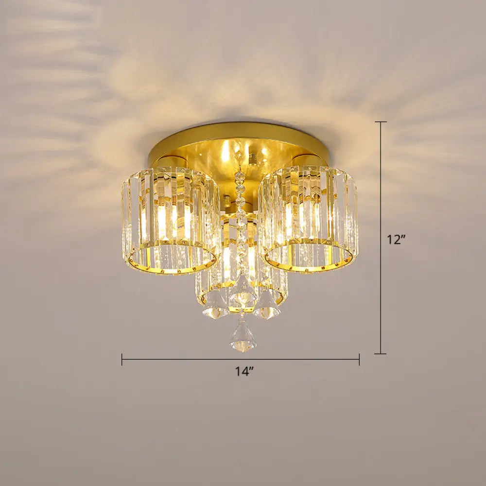 Modern Flush Mount Crystal Ceiling Light For Living Room 3 / Gold