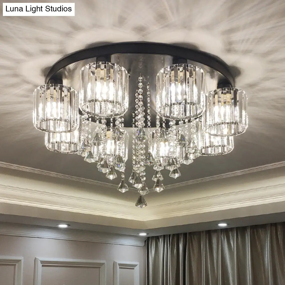 Modern Flush Mount Crystal Ceiling Light For Living Room