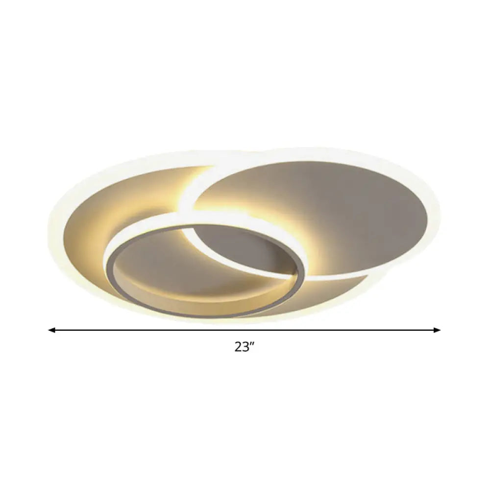 Modern Flush Mount Led Ceiling Lamp For Bedrooms - 19/23 Wide Stepless Dimming Remote Control White