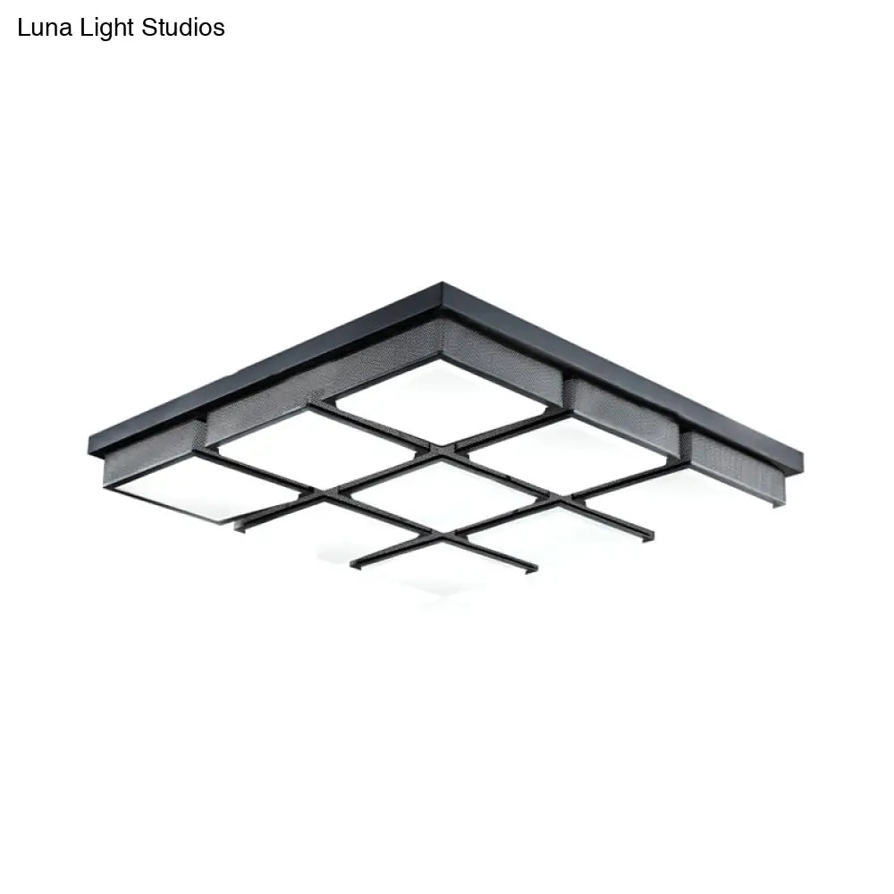 Modern Flush Mount Light With Acrylic Panels - Black/White 6/9 Lights Warm/White Living Room