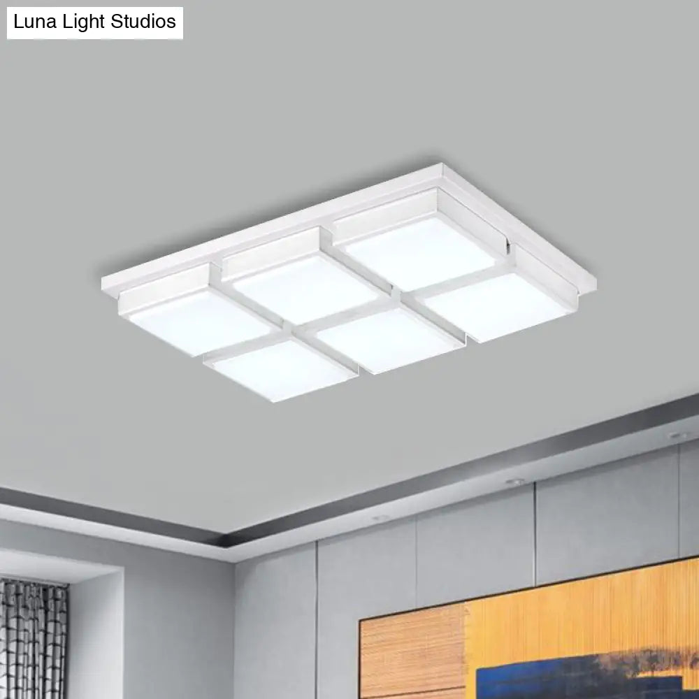 Modern Flush Mount Light With Acrylic Panels - Black/White 6/9 Lights Warm/White Living Room