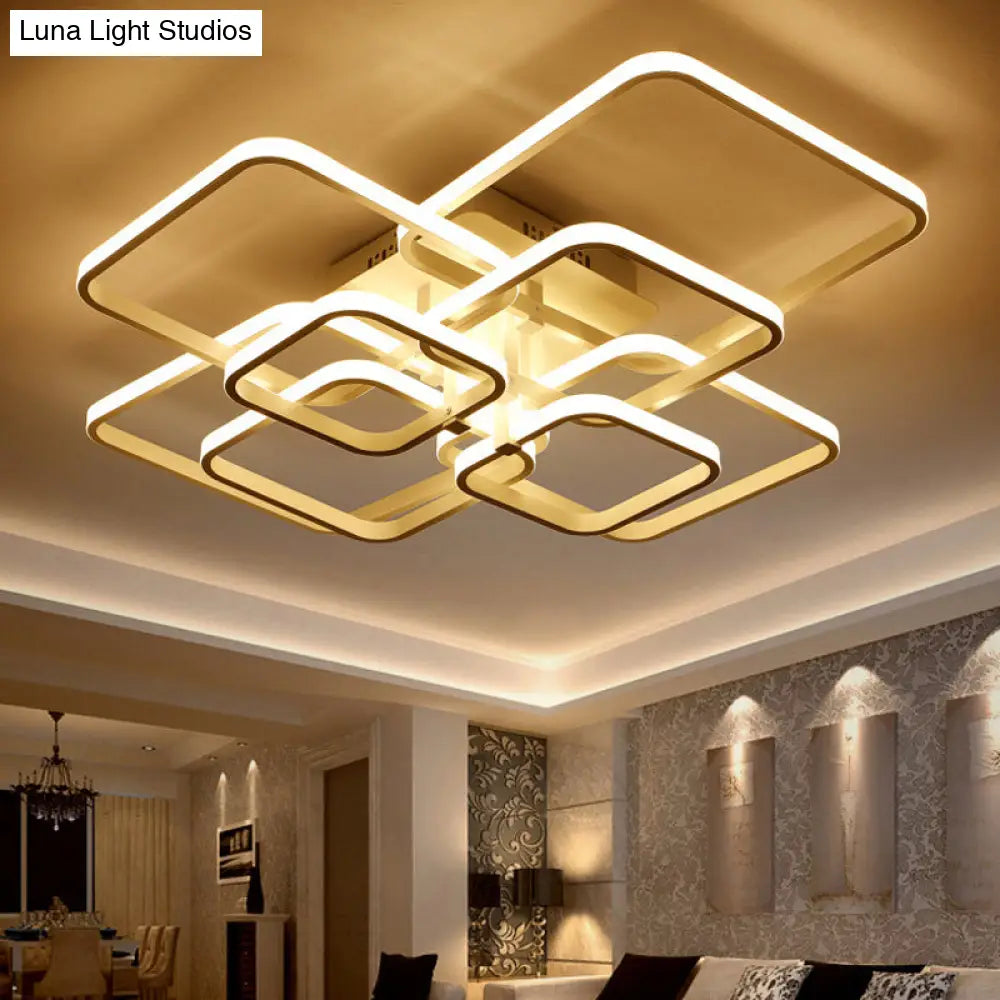 Modern Geometric Flush Light Acrylic Led Ceiling - 4/6/8 Lights Warm/White