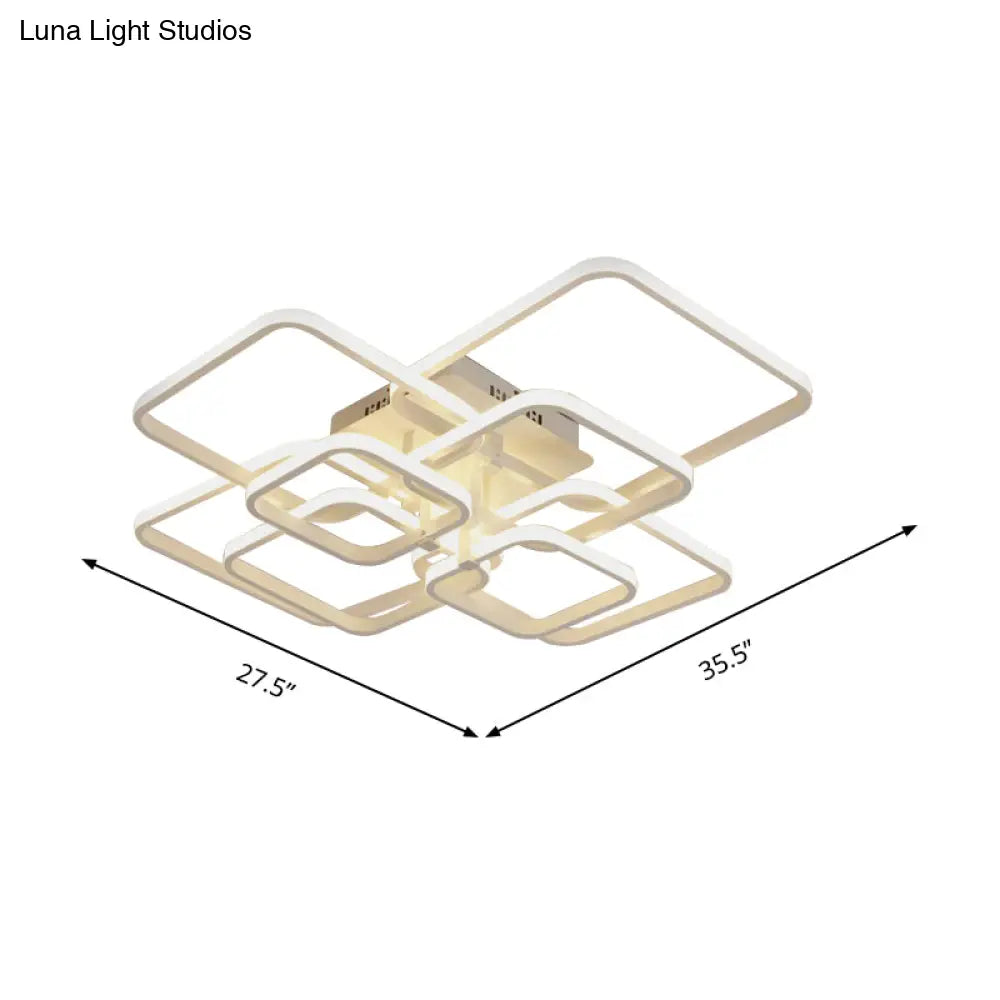 Modern Geometric Flush Light Acrylic Led Ceiling - 4/6/8 Lights Warm/White