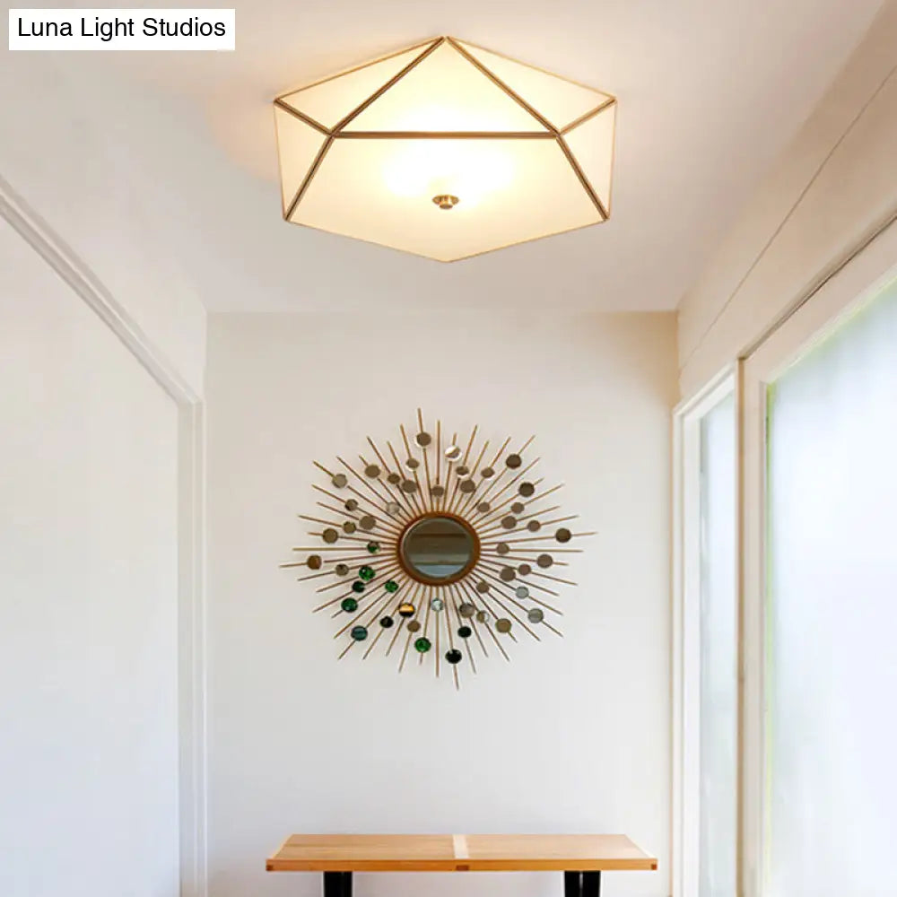 Modern Geometric Glass Flush Mount Chandelier - 3 Heads Ceiling Light Fixture For Living Room