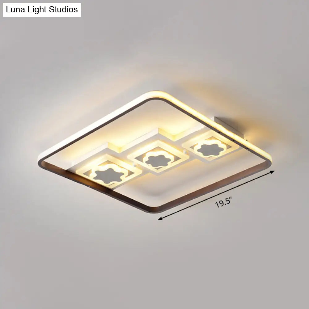 Modern Geometric Led Flush Mount Ceiling Lamp In Black - 19.5’/37.5’ Wide