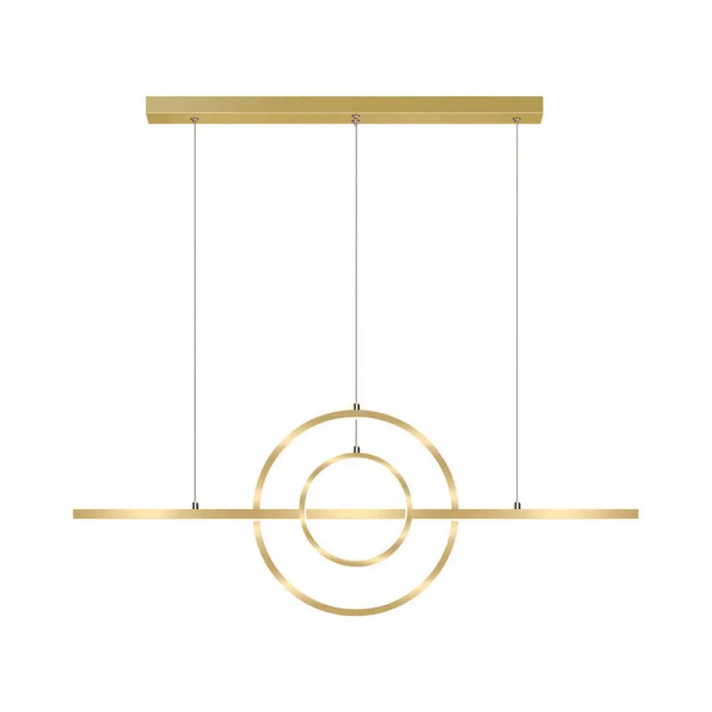 Modern Gold 2-Ring Led Island Pendant Lamp With Warm/White Light - Perfect For Dining Room