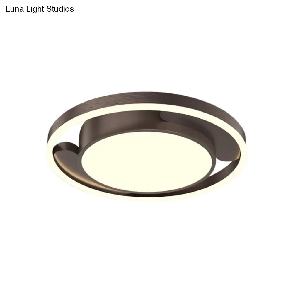 Modern Gold/Coffee Metallic Flush Mount Led Ceiling Light For Living Room 16’/19.5’ Dia