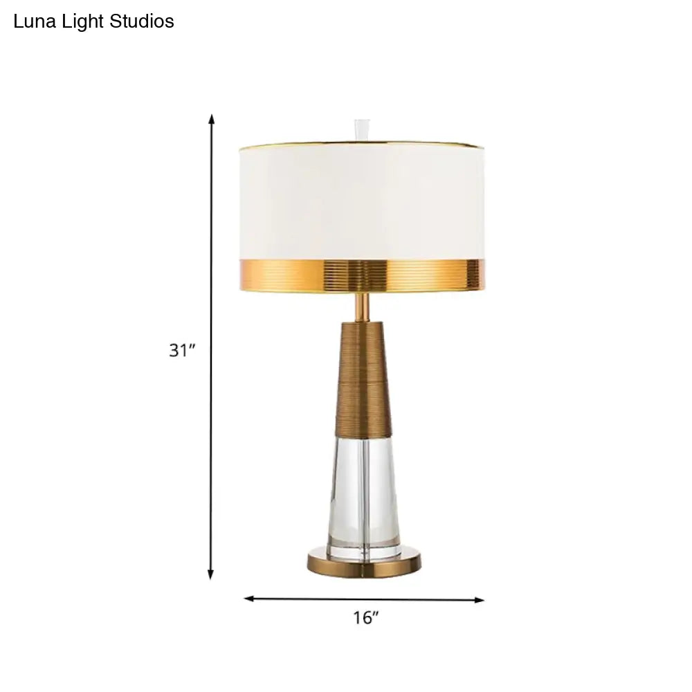 Modern Gold Desk Lamp With Fabric Shade - Ideal For Living Room Or Office
