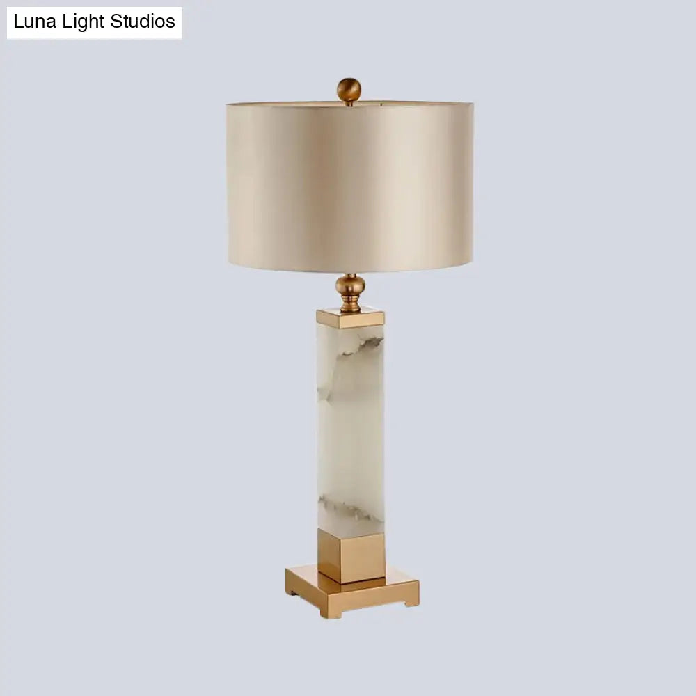 Modern Gold Desk Lamp With Fabric Shade - Ideal For Living Room Or Office