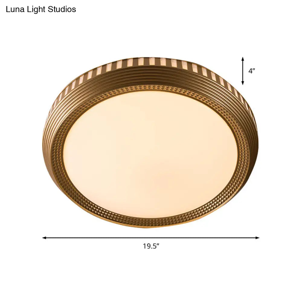 Modern Gold Flush Ceiling Light For Bedroom - Round Acrylic Shade White/Warm