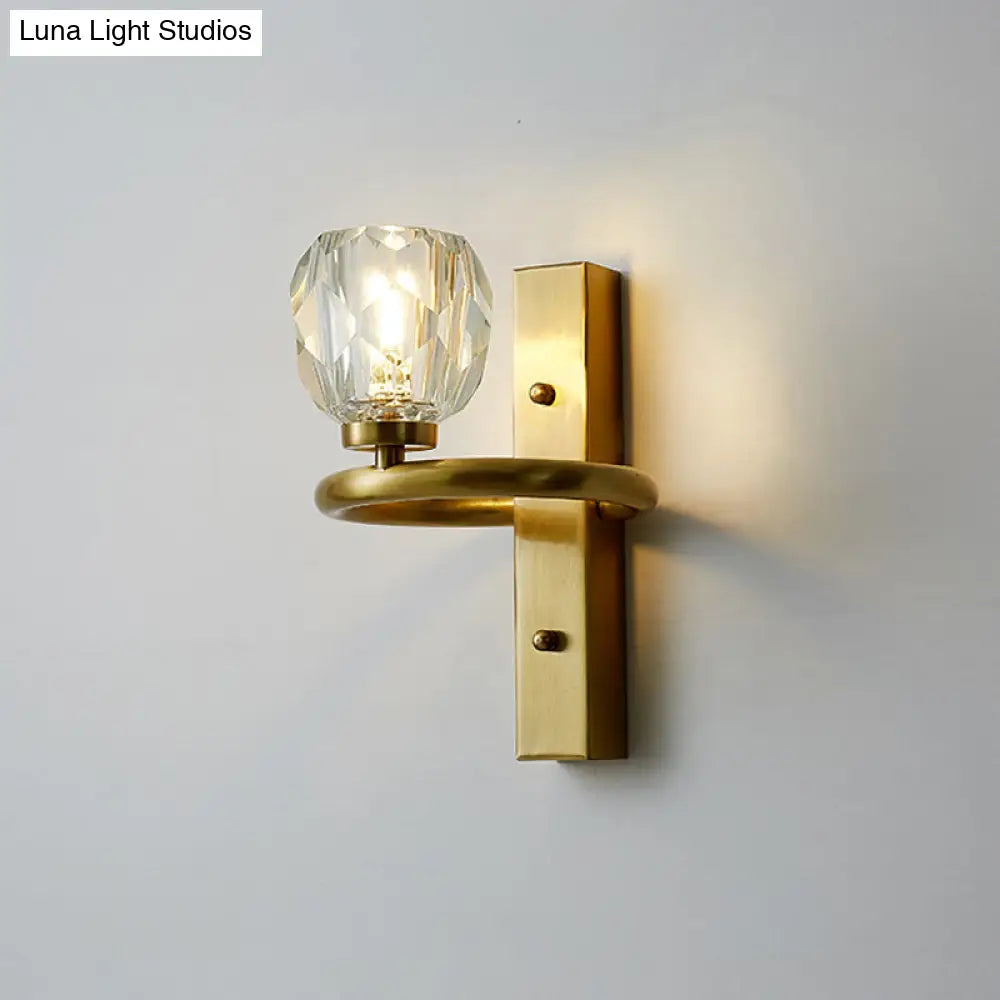 Modern Gold Sphere Crystal Wall Lamp - Elegant Bedchamber Sconce Lighting