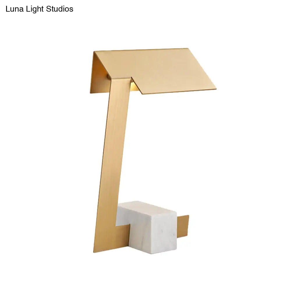 Modern Gold Triangle Metal Desk Light Table Lamp With Marble Base