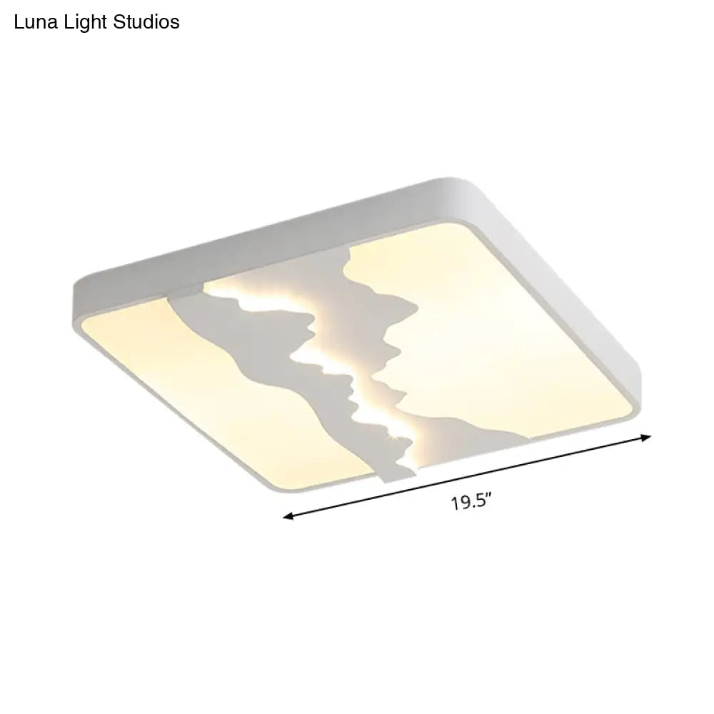 Modern Gray/White Metal Led Flush Mount Ceiling Lamp - 16’/19.5’ Wide Warm/White Light
